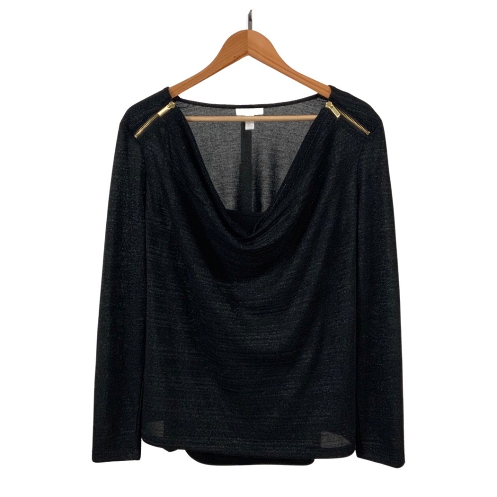 Charter Club Black Metallic Top - Size Large